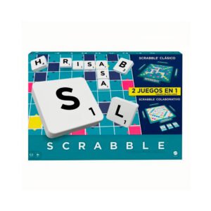scrabble 2 en 1 – juego de mesa clásico + modo colaborativo | mattel